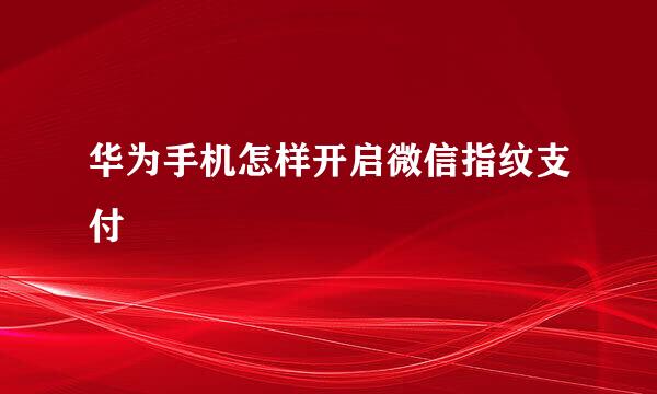 华为手机怎样开启微信指纹支付