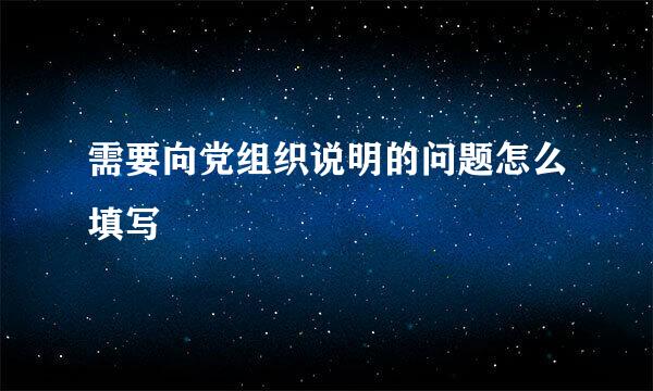 需要向党组织说明的问题怎么填写