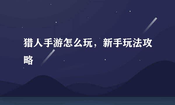 猎人手游怎么玩，新手玩法攻略