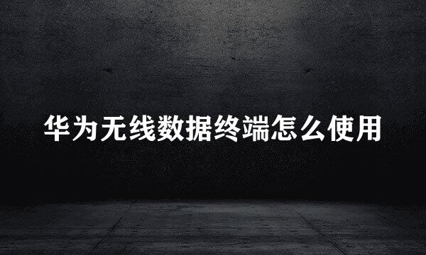 华为无线数据终端怎么使用