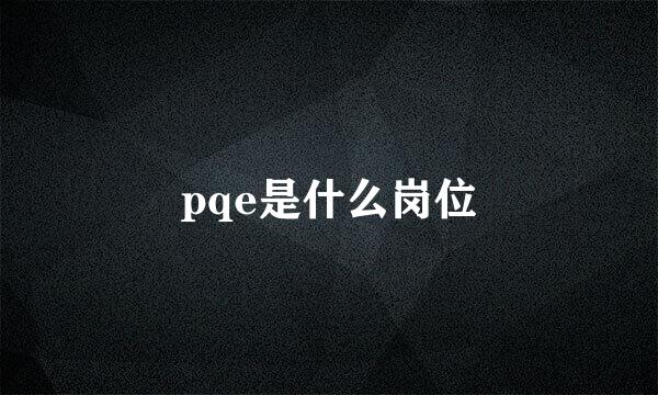 pqe是什么岗位