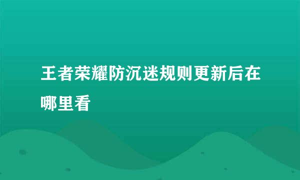 王者荣耀防沉迷规则更新后在哪里看