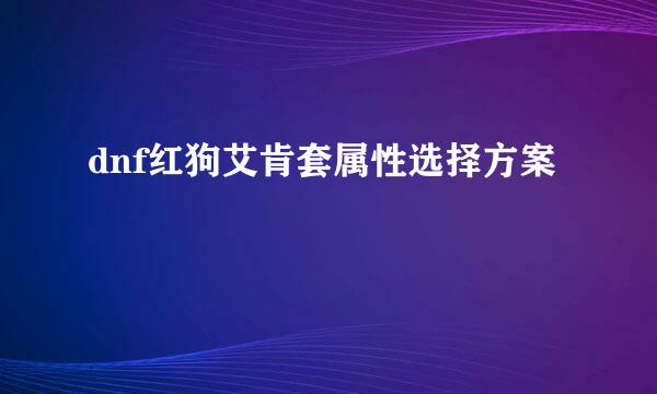 dnf红狗艾肯套属性选择方案
