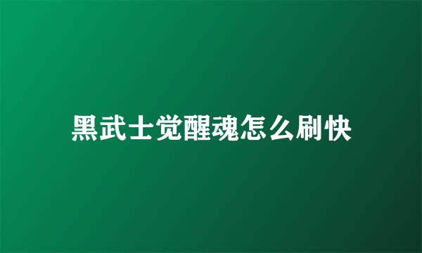 黑武士觉醒魂怎么刷快