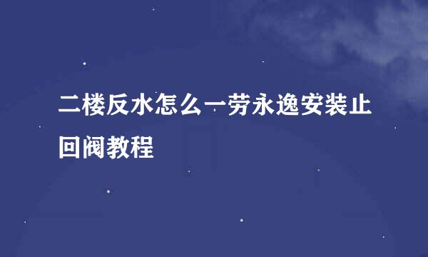 二楼反水怎么一劳永逸安装止回阀教程