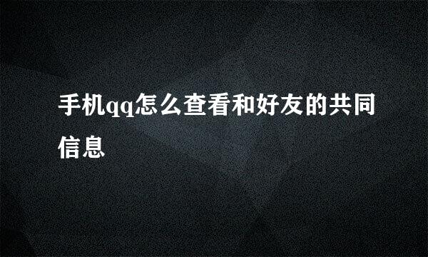 手机qq怎么查看和好友的共同信息