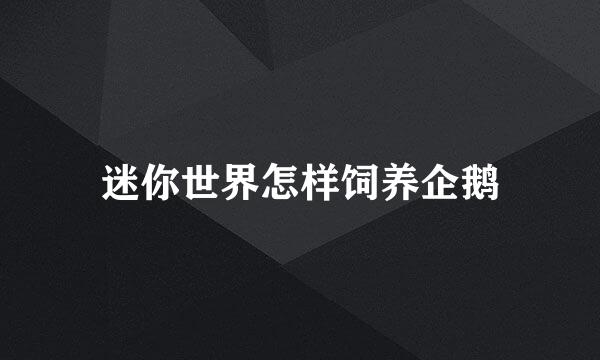 迷你世界怎样饲养企鹅
