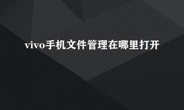 vivo手机文件管理在哪里打开
