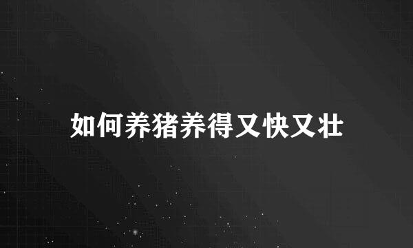 如何养猪养得又快又壮