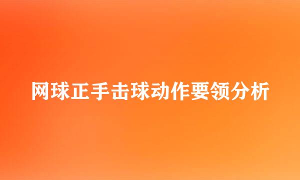 网球正手击球动作要领分析