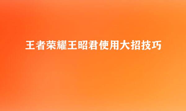 王者荣耀王昭君使用大招技巧