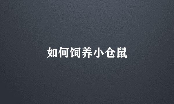 如何饲养小仓鼠