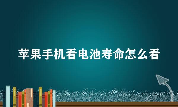 苹果手机看电池寿命怎么看
