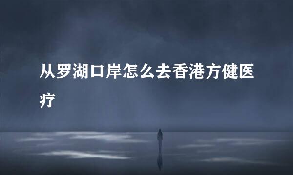 从罗湖口岸怎么去香港方健医疗