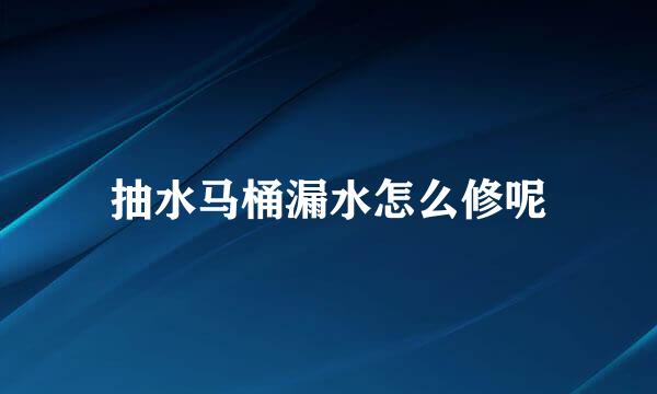 抽水马桶漏水怎么修呢
