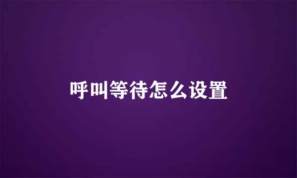 呼叫等待怎么设置