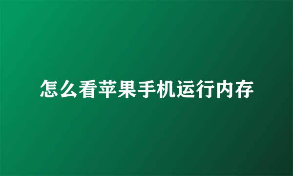 怎么看苹果手机运行内存