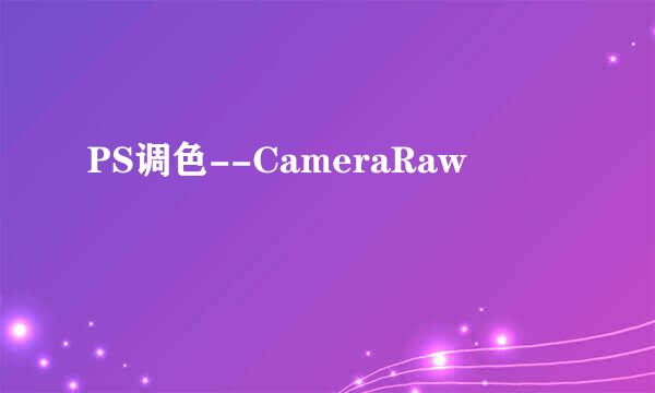 PS调色--CameraRaw