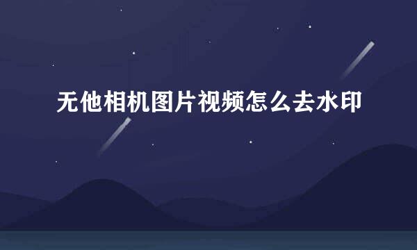 无他相机图片视频怎么去水印
