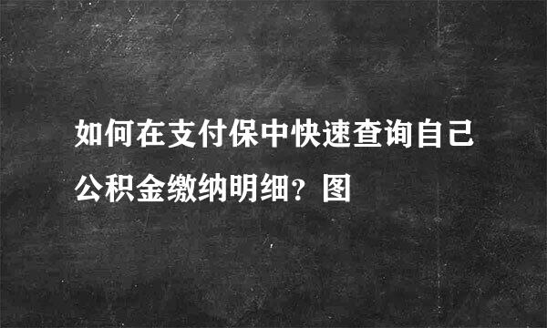 如何在支付保中快速查询自己公积金缴纳明细？图