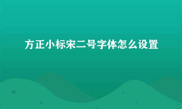 方正小标宋二号字体怎么设置