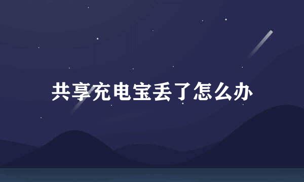 共享充电宝丢了怎么办