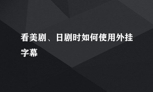 看美剧、日剧时如何使用外挂字幕