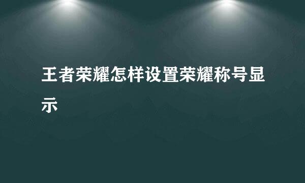 王者荣耀怎样设置荣耀称号显示