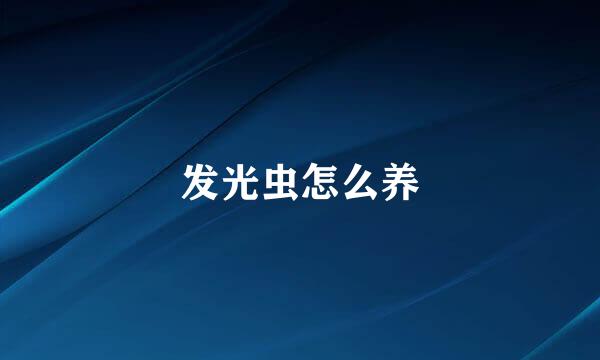发光虫怎么养