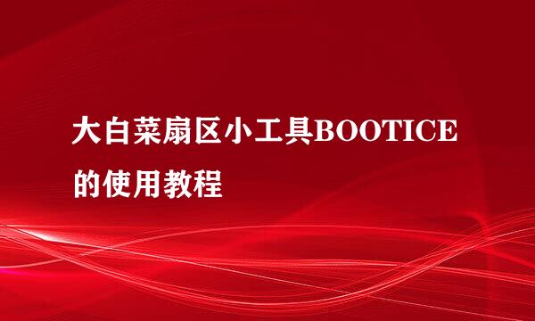大白菜扇区小工具BOOTICE的使用教程