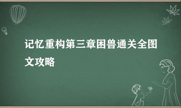 记忆重构第三章困兽通关全图文攻略