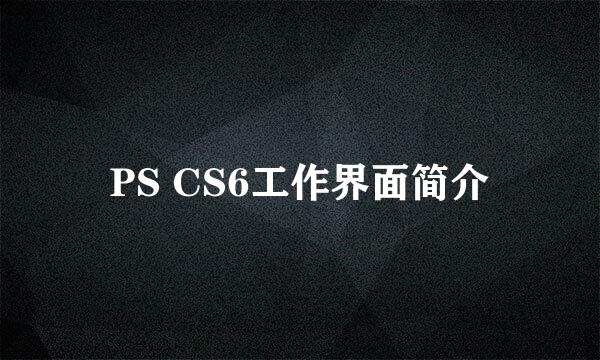 PS CS6工作界面简介