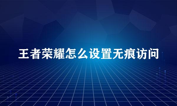 王者荣耀怎么设置无痕访问