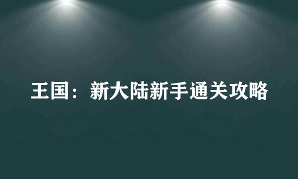 王国：新大陆新手通关攻略