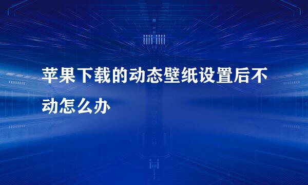 苹果下载的动态壁纸设置后不动怎么办