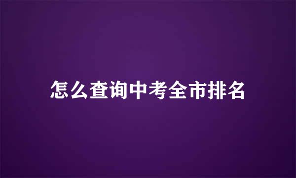 怎么查询中考全市排名