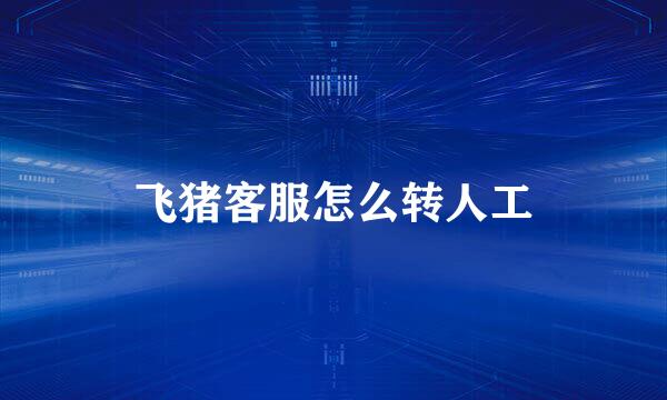 飞猪客服怎么转人工