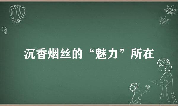 沉香烟丝的“魅力”所在