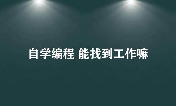 自学编程 能找到工作嘛