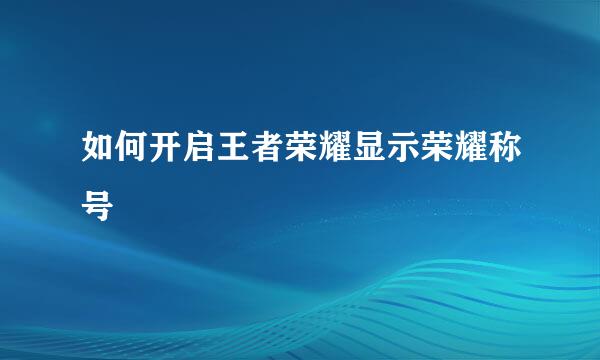 如何开启王者荣耀显示荣耀称号