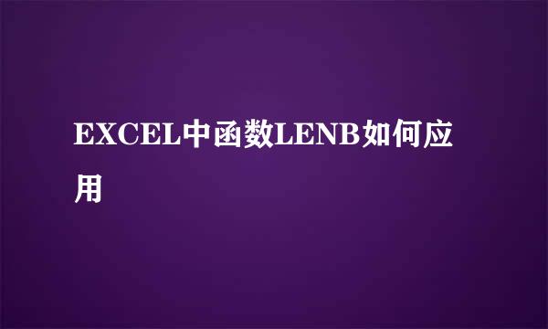 EXCEL中函数LENB如何应用