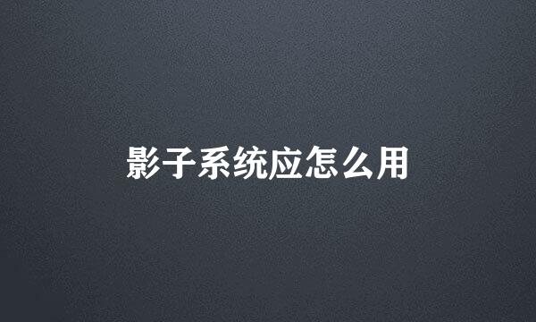 影子系统应怎么用
