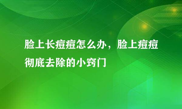 脸上长痘痘怎么办，脸上痘痘彻底去除的小窍门