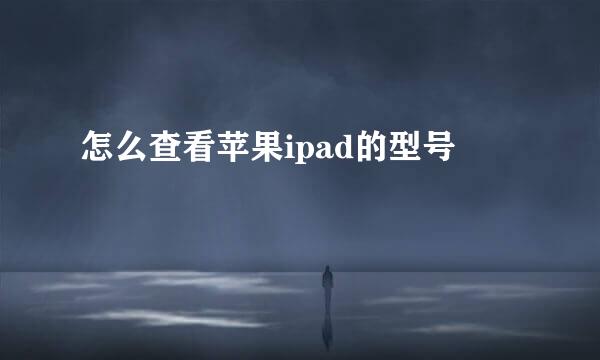 怎么查看苹果ipad的型号