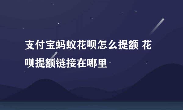 支付宝蚂蚁花呗怎么提额 花呗提额链接在哪里