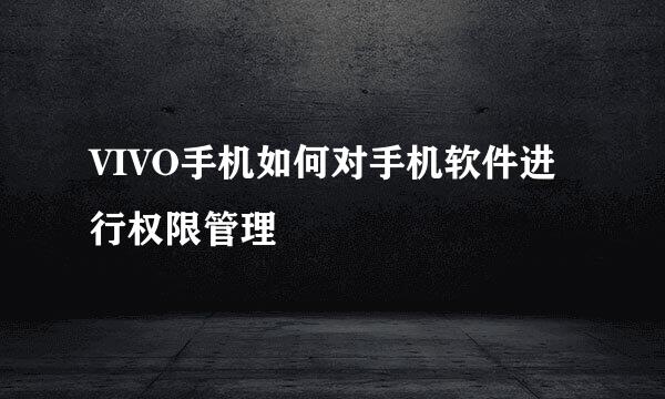 VIVO手机如何对手机软件进行权限管理