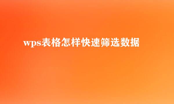 wps表格怎样快速筛选数据