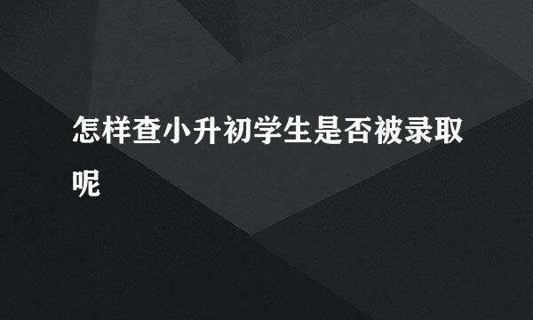 怎样查小升初学生是否被录取呢