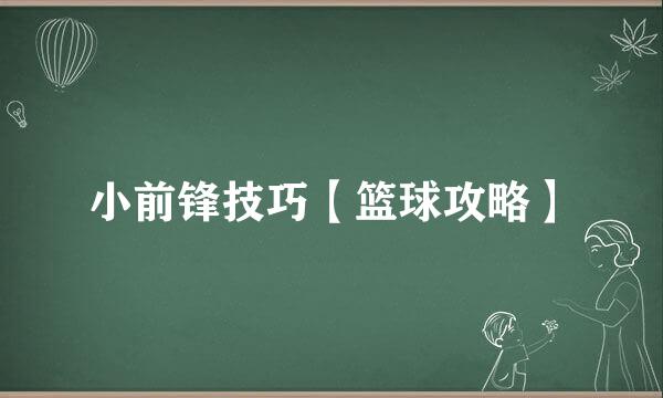小前锋技巧【篮球攻略】
