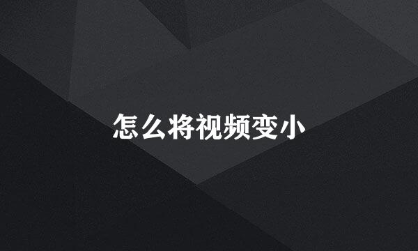 怎么将视频变小